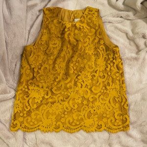 Large mustard yellow Loft lace shirt